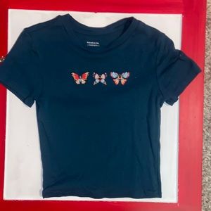 Baby tee, Dark Green/ Dark Blue turquoise
